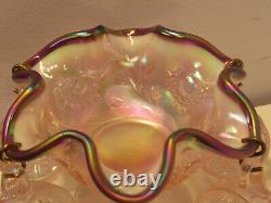 Vintage 1998 Fenton LTD ED Champane Plum Crest Mini Hobstar Punch Bowl Set