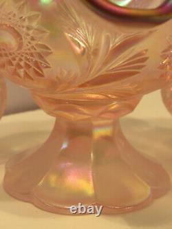 Vintage 1998 Fenton LTD ED Champane Plum Crest Mini Hobstar Punch Bowl Set