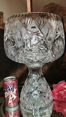Vintage 2 Pc 14+T CRYSTAL CUT GLASS Punch Bowl OR Vase w Bowl Alone VERSATILE