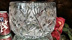 Vintage 2 Pc 14+T CRYSTAL CUT GLASS Punch Bowl OR Vase w Bowl Alone VERSATILE