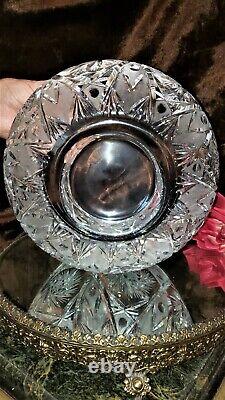 Vintage 2 Pc 14+T CRYSTAL CUT GLASS Punch Bowl OR Vase w Bowl Alone VERSATILE