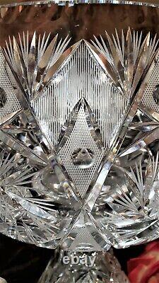 Vintage 2 Pc 14+T CRYSTAL CUT GLASS Punch Bowl OR Vase w Bowl Alone VERSATILE