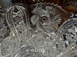 Vintage 2 Pc XL CRYSTAL CUT GLASS Punch Bowl -Magnificent