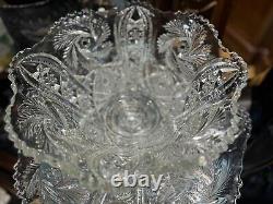 Vintage 2 Pc XL CRYSTAL CUT GLASS Punch Bowl -Magnificent