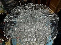 Vintage 2 Pc XL CRYSTAL CUT GLASS Punch Bowl -Magnificent