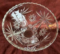 Vintage 2 Piece Anchor Hocking Eapc Star Of David Punch Bowl With Pedestal
