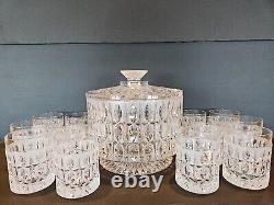 Vintage 24% Lead Crystal Nachtmann Bleikristall Punch Bowl, Lid & 12 Glasses