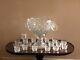 Vintage 30 piece Art Deco pressed glass Punch bowl set daisy and button pattern