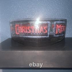Vintage 7-pc Set by Houze Cera 6 Merry Christmas Holly Glasses & Punch Bowl