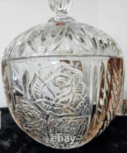 Vintage 8-Pc Anna Hutte Germany Rosaline 24% Lead Crystal Punch Bowl & 6 Cups Vintage 8-Pc Anna Hutte Germany Rosaline 24% Lead Crystal Punch Bowl & 6 Cups