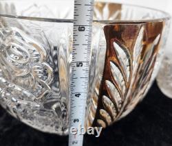 Vintage 8-Pc Anna Hutte Germany Rosaline 24% Lead Crystal Punch Bowl & 6 Cups