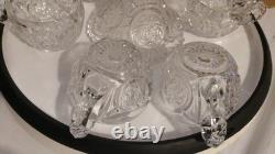 Vintage 8-piece EAPG 10x 10Punch SetPunch Bowl x1, Stand x1, Cup x6- Used/G