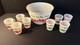 Vintage 9 Piece Egg Nog Punch Bowl Cup Set Hazel Atlas Milk Glass Currier Ives