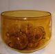 Vintage Amber Glass Punch Bowl with 8 Cups