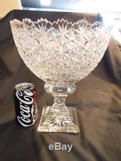 Vintage American Brilliant Cut Glass Large Compote Punch Bowl Stunning