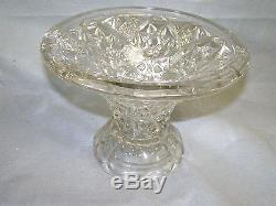 Vintage American Brilliant Large Deep Cut Crystal Glass Punch Bowl & Pedestal
