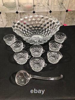 Vintage American Clear by Fostoria 10pc Punch Bowl Set