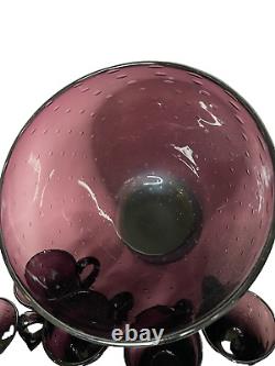 Vintage Amethyst/Purple Italy Glass Controlled Bubble Hand blown Punch Bowl Set