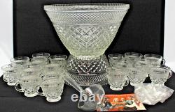 Vintage Anchor Hocking 39pc Wexford Pattern Punch Set Service for 18 NOS (PH)
