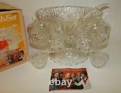 Vintage Anchor Hocking Arlington Glass Clear Punch Bowl Set in the Original Box