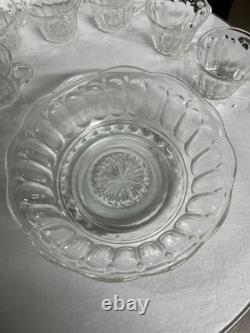 Vintage Anchor Hocking Colonial Punch Bowl Set