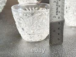 Vintage Anchor Hocking Crystal Clear Starburst Glass Punch Bowl With 11 Cups