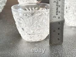 Vintage Anchor Hocking Crystal Clear Starburst Glass Punch Bowl With 11 Cups
