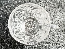 Vintage Anchor Hocking Crystal Clear Starburst Glass Punch Bowl With 11 Cups