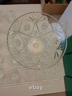 Vintage Anchor Hocking EAPC Punch Bowl 24 Cups Clear Serving Set Wedding Shower