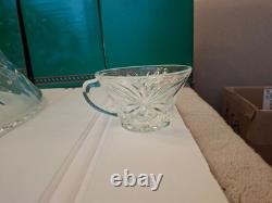 Vintage Anchor Hocking EAPC Punch Bowl 24 Cups Clear Serving Set Wedding Shower