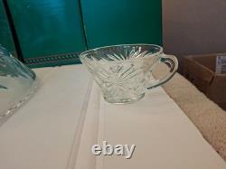 Vintage Anchor Hocking EAPC Punch Bowl 24 Cups Clear Serving Set Wedding Shower