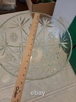 Vintage Anchor Hocking EAPC Punch Bowl 24 Cups Clear Serving Set Wedding Shower