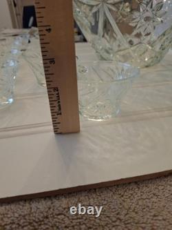 Vintage Anchor Hocking EAPC Punch Bowl 24 Cups Clear Serving Set Wedding Shower