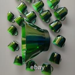 Vintage Anchor Hocking Emerald Large Set Punch Bowl (16) Pc