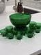 Vintage Anchor Hocking Forest Green Punch Bowl Set 14 Piece PERFECT CONDITIO