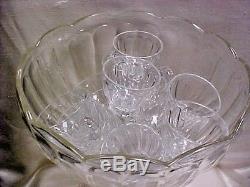 Vintage Anchor Hocking Glass Colonial Panel Design Punch Set Bowl Base cup Lot