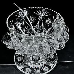 Vintage Anchor Hocking Punch Bowl Set Star Of David Pattern