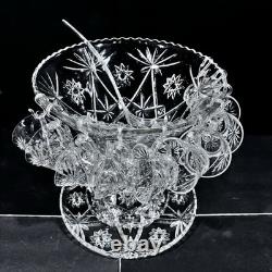 Vintage Anchor Hocking Punch Bowl Set Star Of David Pattern