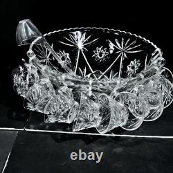 Vintage Anchor Hocking Punch Bowl Set Star Of David Pattern