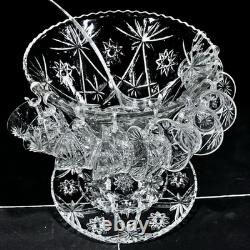Vintage Anchor Hocking Punch Bowl Set Star Of David Pattern