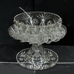 Vintage Anchor Hocking Punch Bowl Set Star Of David Pattern