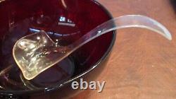 Vintage Anchor Hocking Royal Ruby Red Punch Bowl Set 12 Cups & Base Mint Cond