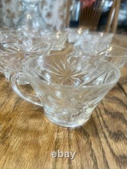 Vintage Anchor Hocking Star Of David Starburst Punch Bowl Set