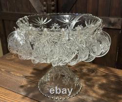 Vintage Anchor Hocking Star of David 15 piece punch bowl set. Includes 12 Cups