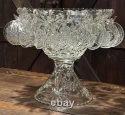 Vintage Anchor Hocking Star of David 15 piece punch bowl set. Includes 12 Cups