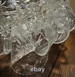 Vintage Anchor Hocking Star of David 15 piece punch bowl set. Includes 12 Cups