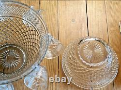 Vintage Anchor Hocking Wexford Punchbowl with Base, 8 Cups and Hooks