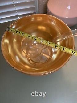 Vintage Anchorglass Gold Peach Punch Bowl Set Base Plate, Ladle, and 9 Cups