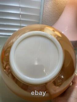 Vintage Anchorglass Gold Peach Punch Bowl Set Base Plate, Ladle, and 9 Cups