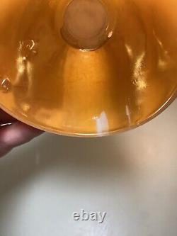 Vintage Anchorglass Gold Peach Punch Bowl Set Base Plate, Ladle, and 9 Cups